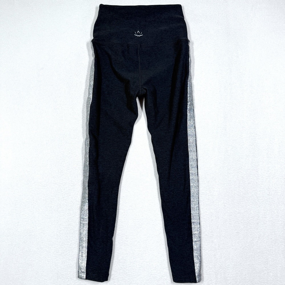 Beyond Yoga Leggings Womens Small Spacedye Metallic Side Stripe Black‎ Silver